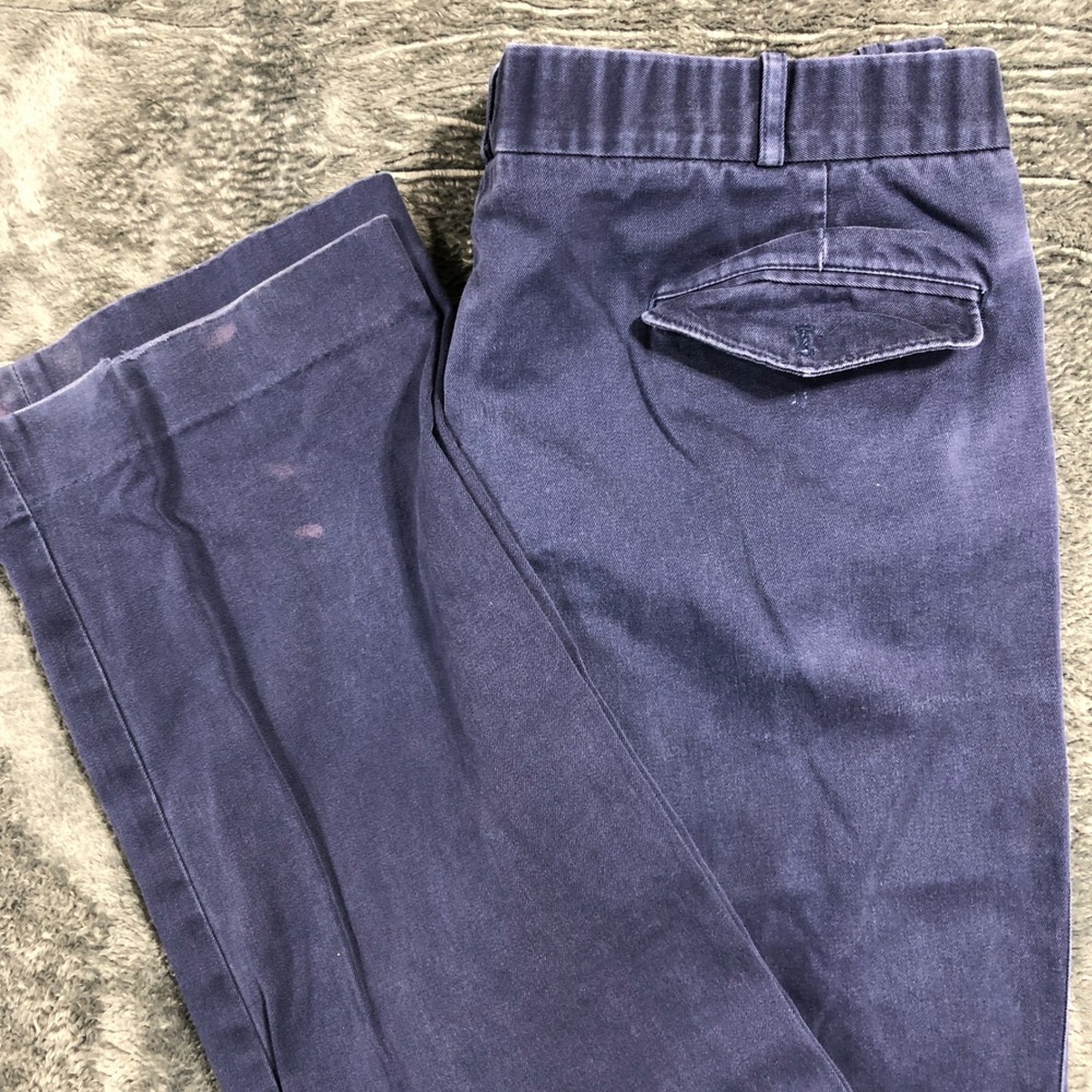 Nordstrom Pleated Chinos Mens 38x36 Navy Blue Cotton Twill Trousers Tall